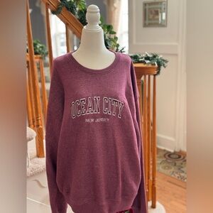 Ocean City New Jersey Crew Neck Sweater - Burgundy